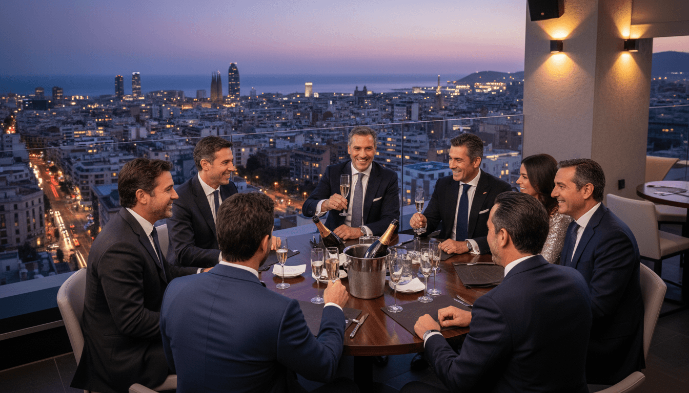 VIP group enjoying premium nightclub experience in Barcelona