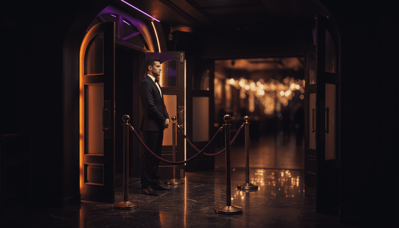 VIP strip club entrance with exclusive access