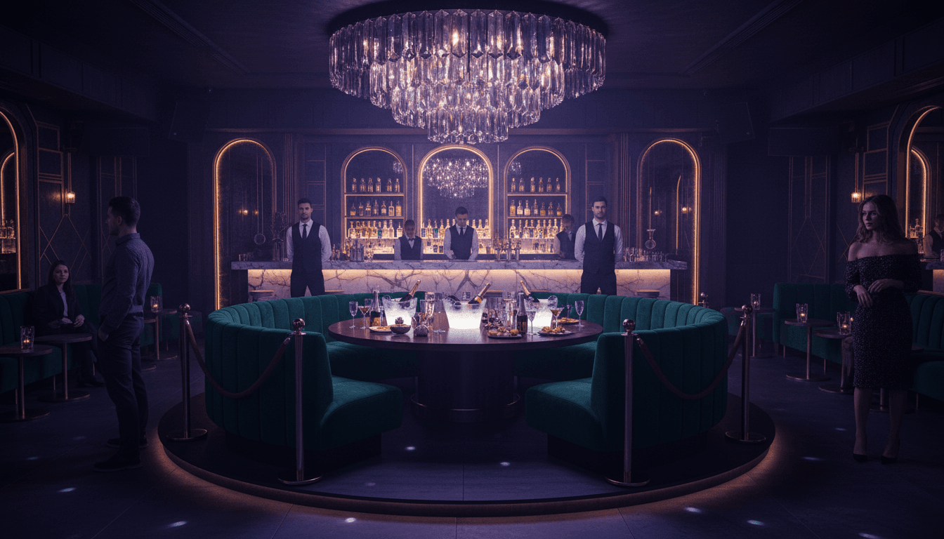 Exclusive VIP nightclub table with luxury ambiance and premium seating