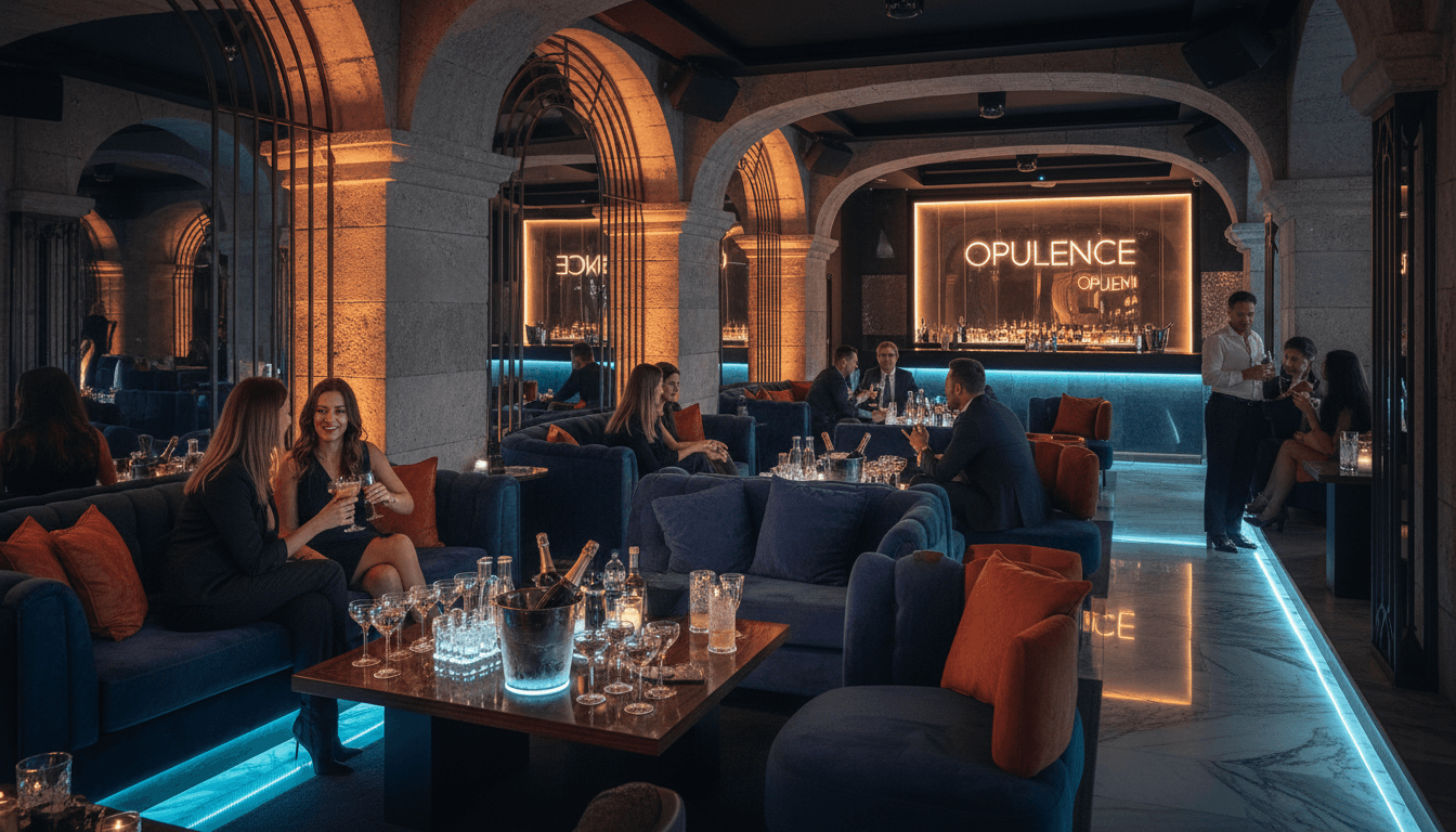 Exclusive VIP lounge with premium seating, mood lighting, and bottle service in Barcelona