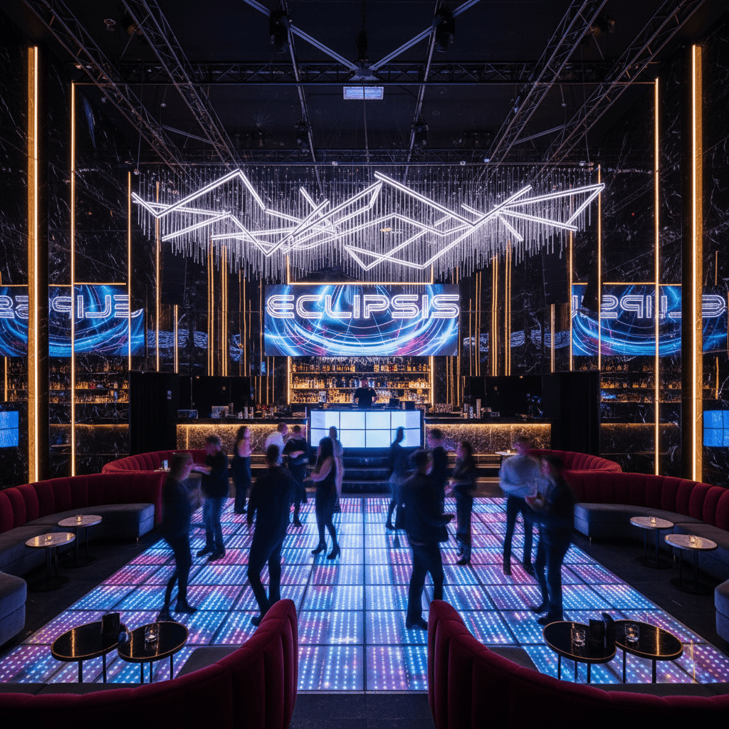 Eixample district nightclub with premium VIP seating and ambient lighting