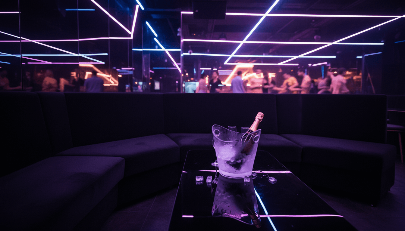 Premium nightclub VIP table with bottle service