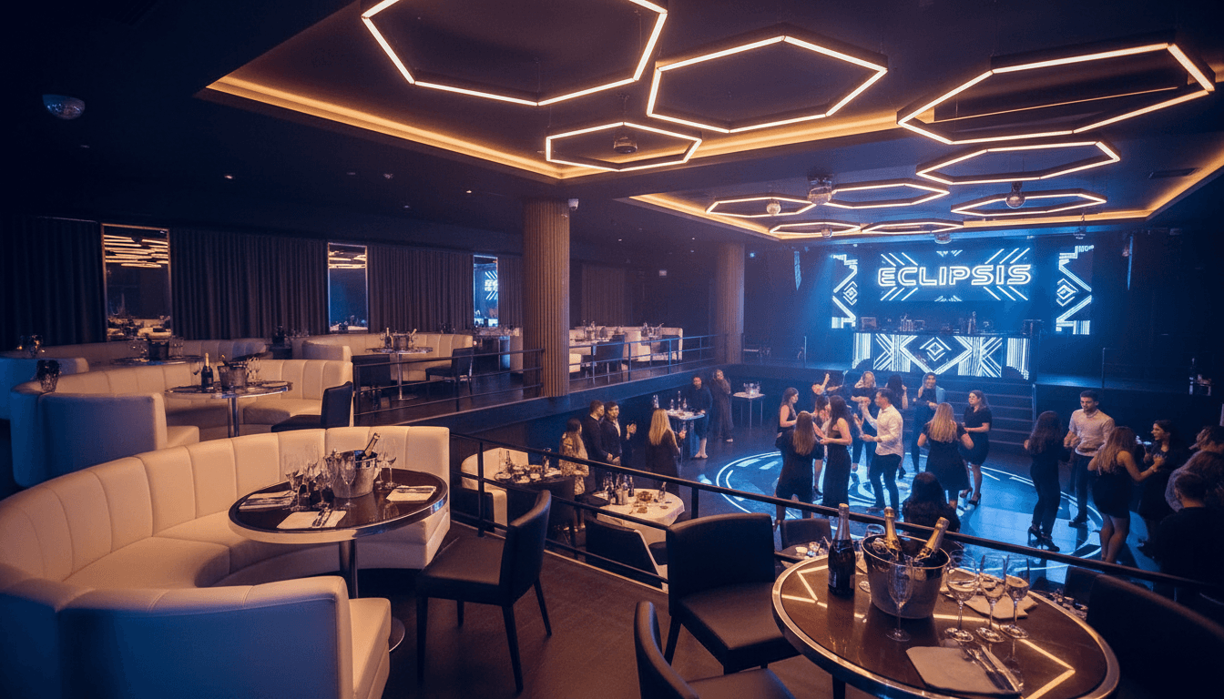 Exclusive VIP nightclub table with premium seating and ambient lighting in Barcelona